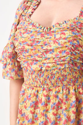 ENGLISH FACTORY - Floral Smocked Ruffle Tiered Maxi Dress - DRESSES available at Objectrare