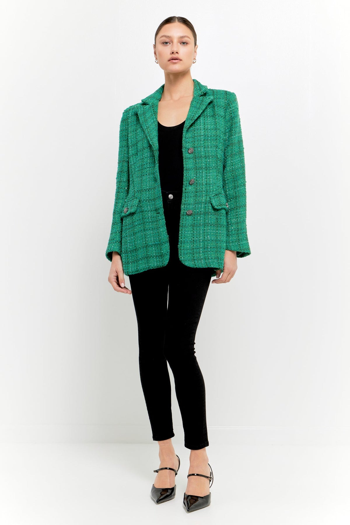 ENDLESS ROSE - Endless Rose - Tweed 3pc Button Long Blazer - JACKETS available at Objectrare