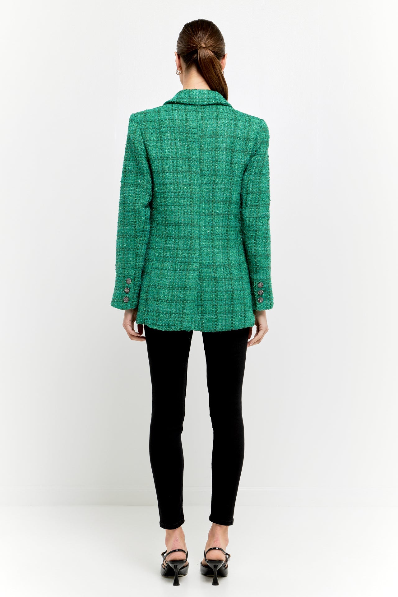 ENDLESS ROSE - Tweed 3pc Button Long Blazer - JACKETS available at Objectrare