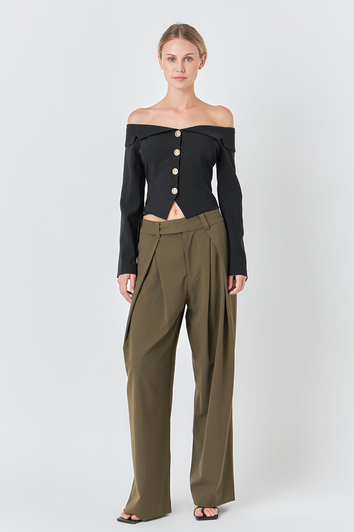 ENDLESS ROSE - Stretched Off the Shoulder Blazer Top - TOPS available at Objectrare