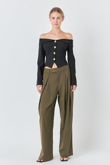 ENDLESS ROSE - Stretched Off the Shoulder Blazer Top - TOPS available at Objectrare