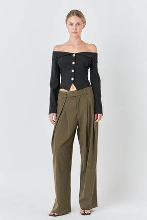 ENDLESS ROSE - Stretched Off the Shoulder Blazer Top - TOPS available at Objectrare