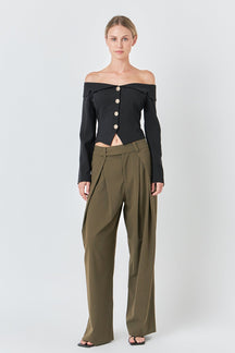 ENDLESS ROSE - Stretched Off the Shoulder Blazer Top - TOPS available at Objectrare