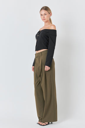 ENDLESS ROSE - Stretched Off the Shoulder Blazer Top - TOPS available at Objectrare
