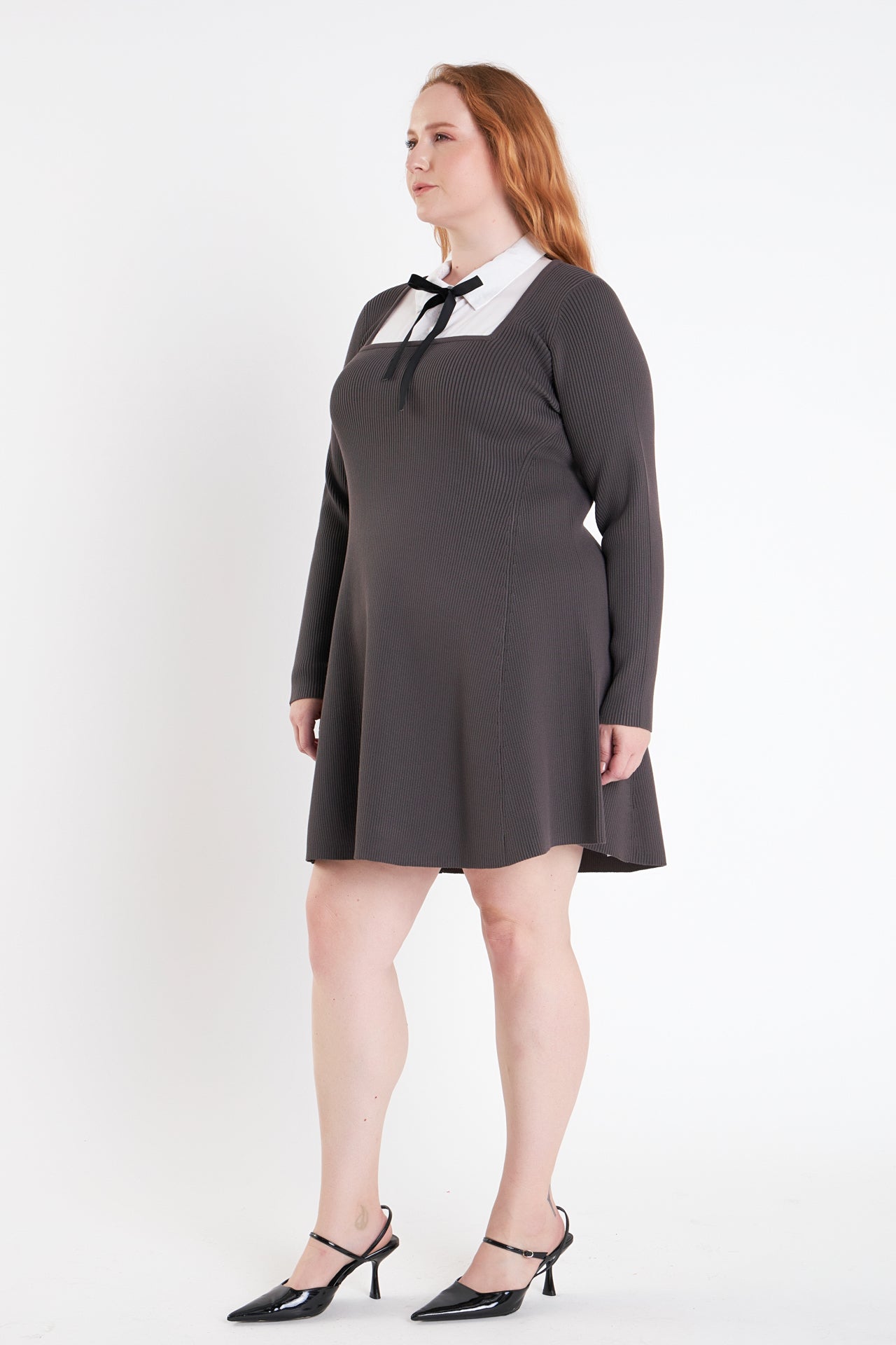 ENGLISH FACTORY - Mixed Media Fit and Flare Sweater Dress - DRESSES available at Objectrare