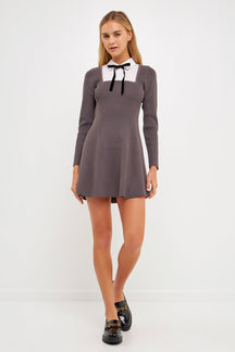 ENGLISH FACTORY - Mixed Media Fit and Flare Sweater Dress - DRESSES available at Objectrare
