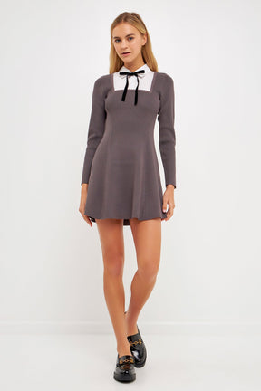 ENGLISH FACTORY - Mixed Media Fit and Flare Sweater Dress - DRESSES available at Objectrare