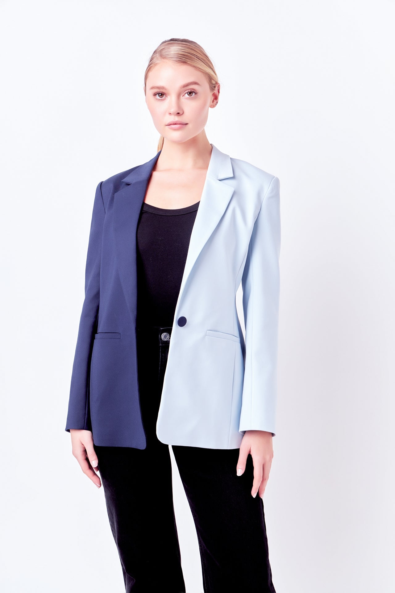 English Factory - Color Block Blazer NAVY/SKYBLUE / XS English Factory - Color Block Blazer NAVY/SKYBLUE / XS