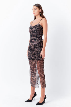 ENDLESS ROSE - Endless Rose - Ruched Mesh Asymmetrical Midi Dress - DRESSES available at Objectrare