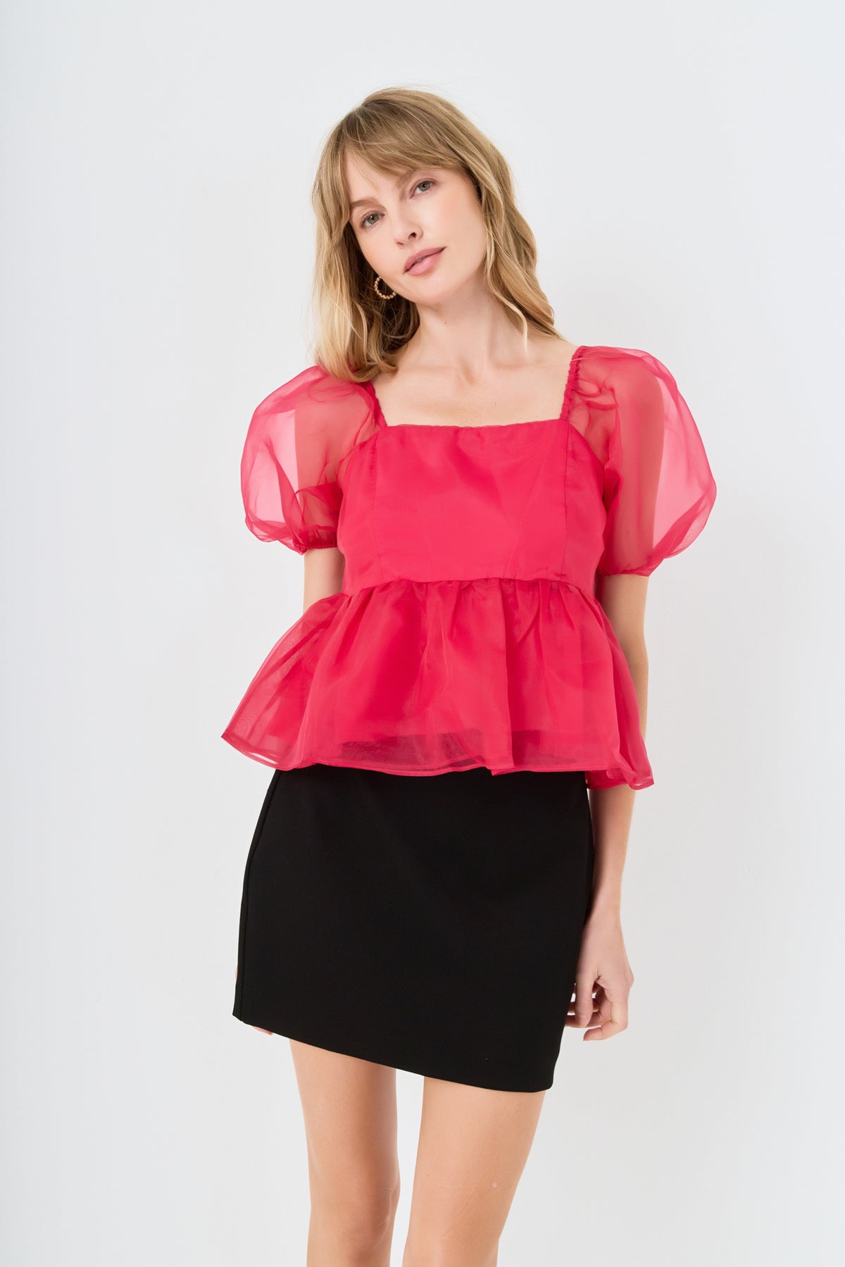 Sheer Organza Baby Doll Top