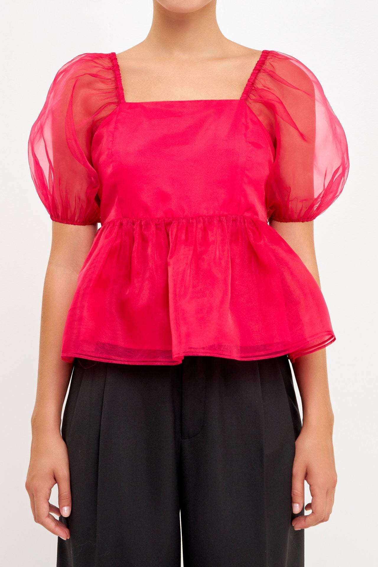 Sheer Organza Baby Doll Top