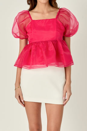 ENGLISH FACTORY - Sheer Organza Baby Doll Top - BLOUSES available at Objectrare