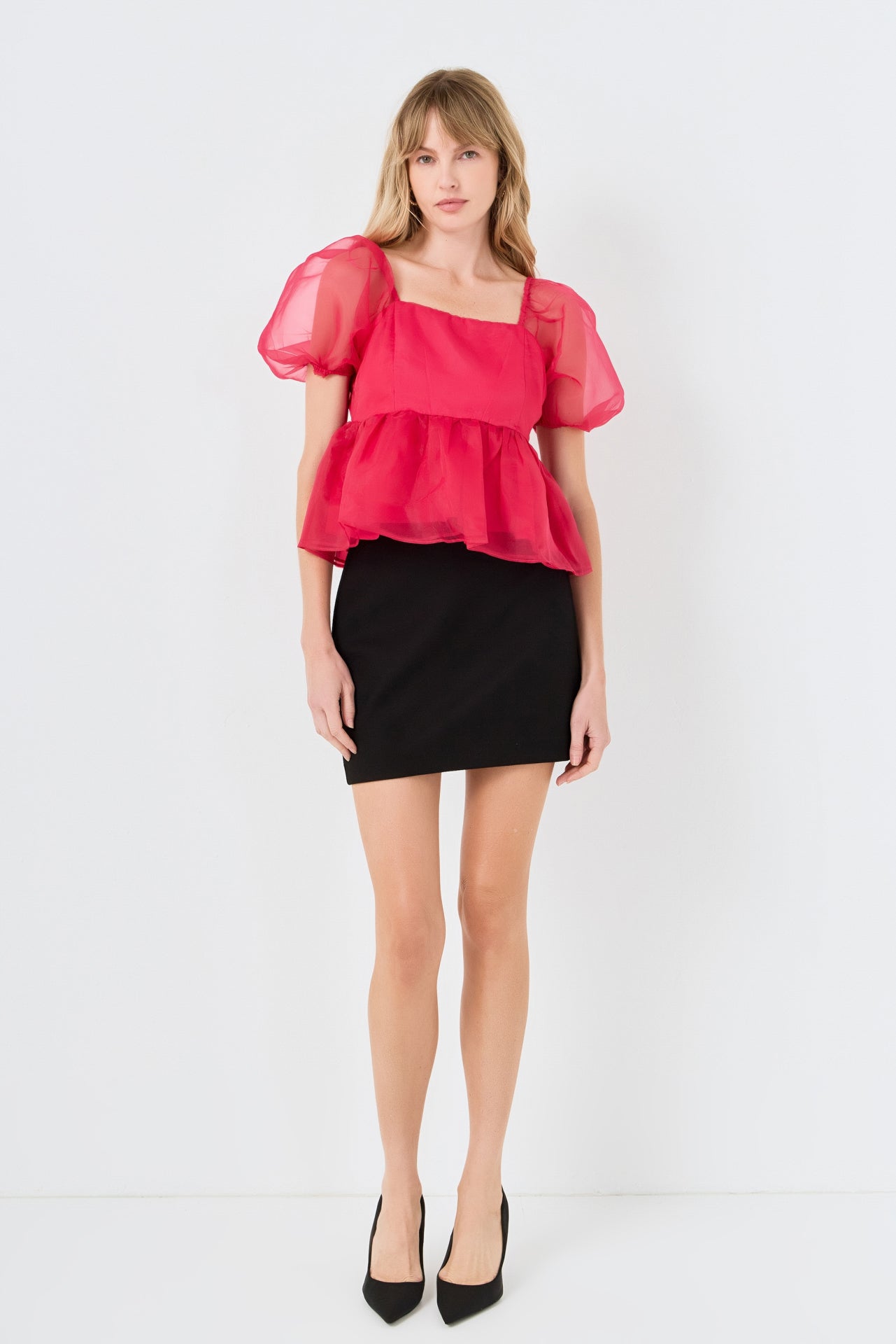 ENGLISH FACTORY - Sheer Organza Baby Doll Top - BLOUSES available at Objectrare