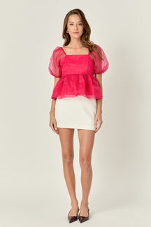 ENGLISH FACTORY - Sheer Organza Baby Doll Top - BLOUSES available at Objectrare