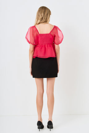ENGLISH FACTORY - Sheer Organza Baby Doll Top - BLOUSES available at Objectrare