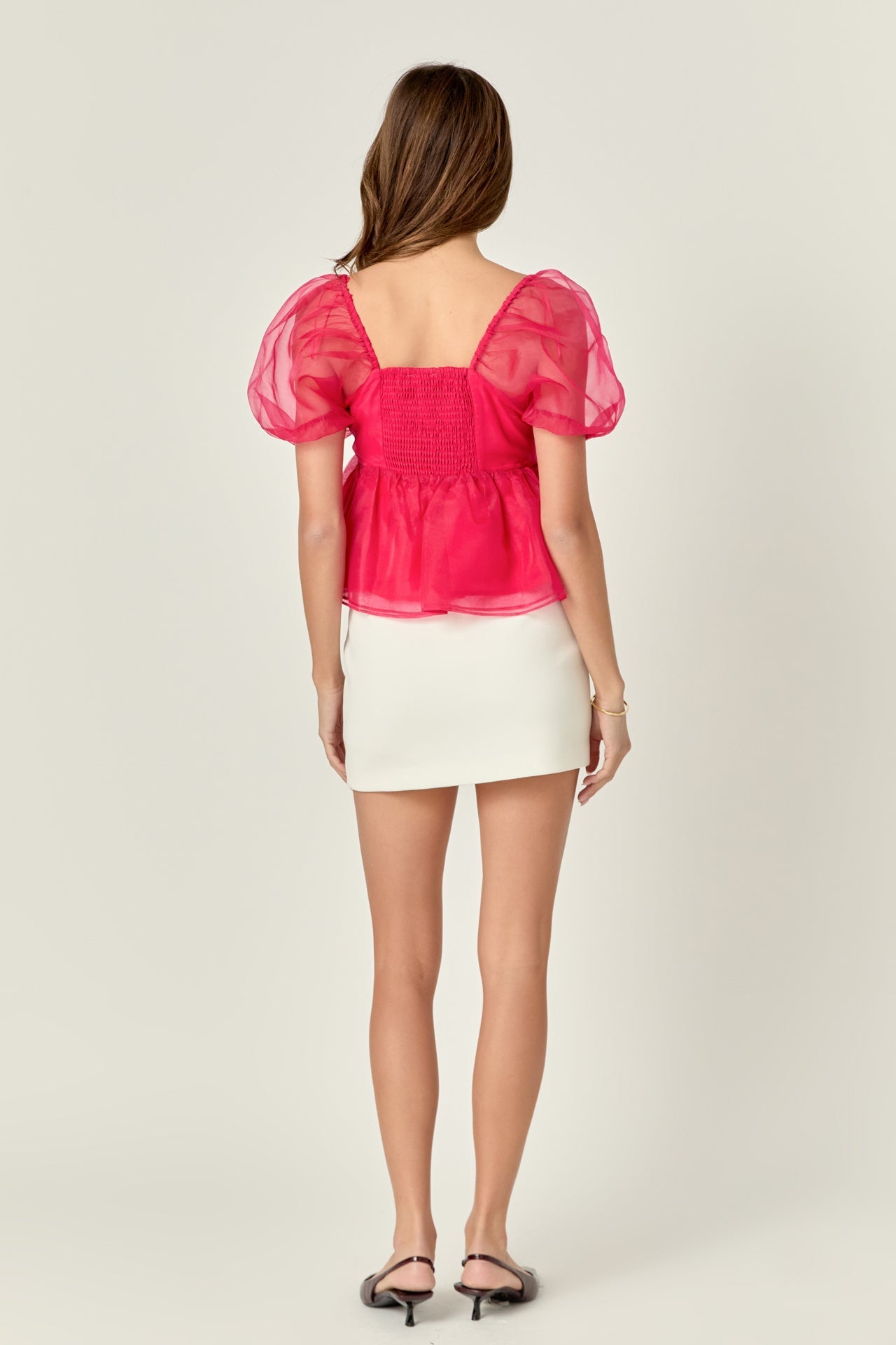 ENGLISH FACTORY - Sheer Organza Baby Doll Top - BLOUSES available at Objectrare