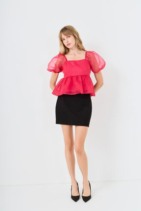 ENGLISH FACTORY - Sheer Organza Baby Doll Top - BLOUSES available at Objectrare