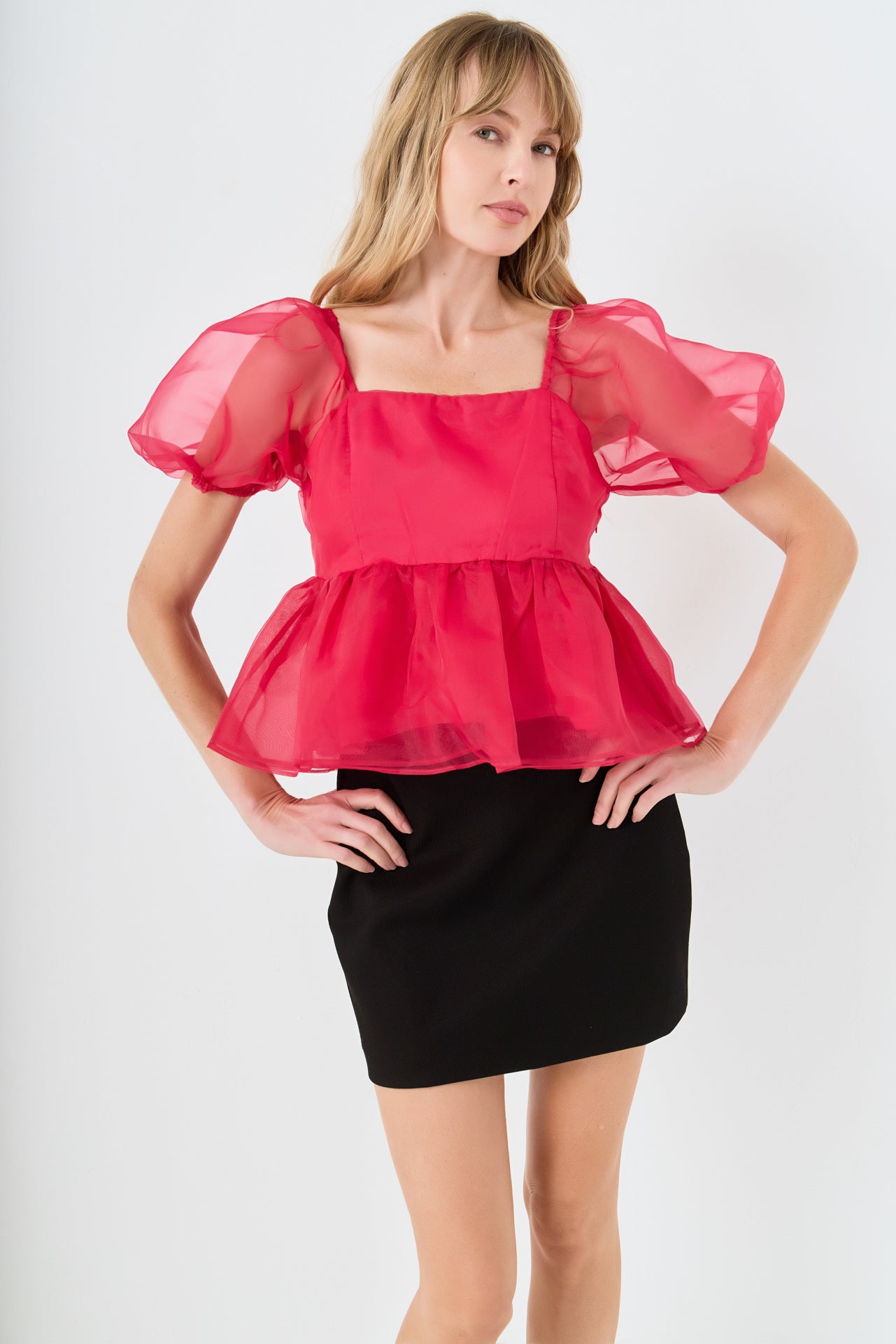 ENGLISH FACTORY - Sheer Organza Baby Doll Top - BLOUSES available at Objectrare