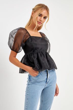 Sheer Organza Baby Doll Top