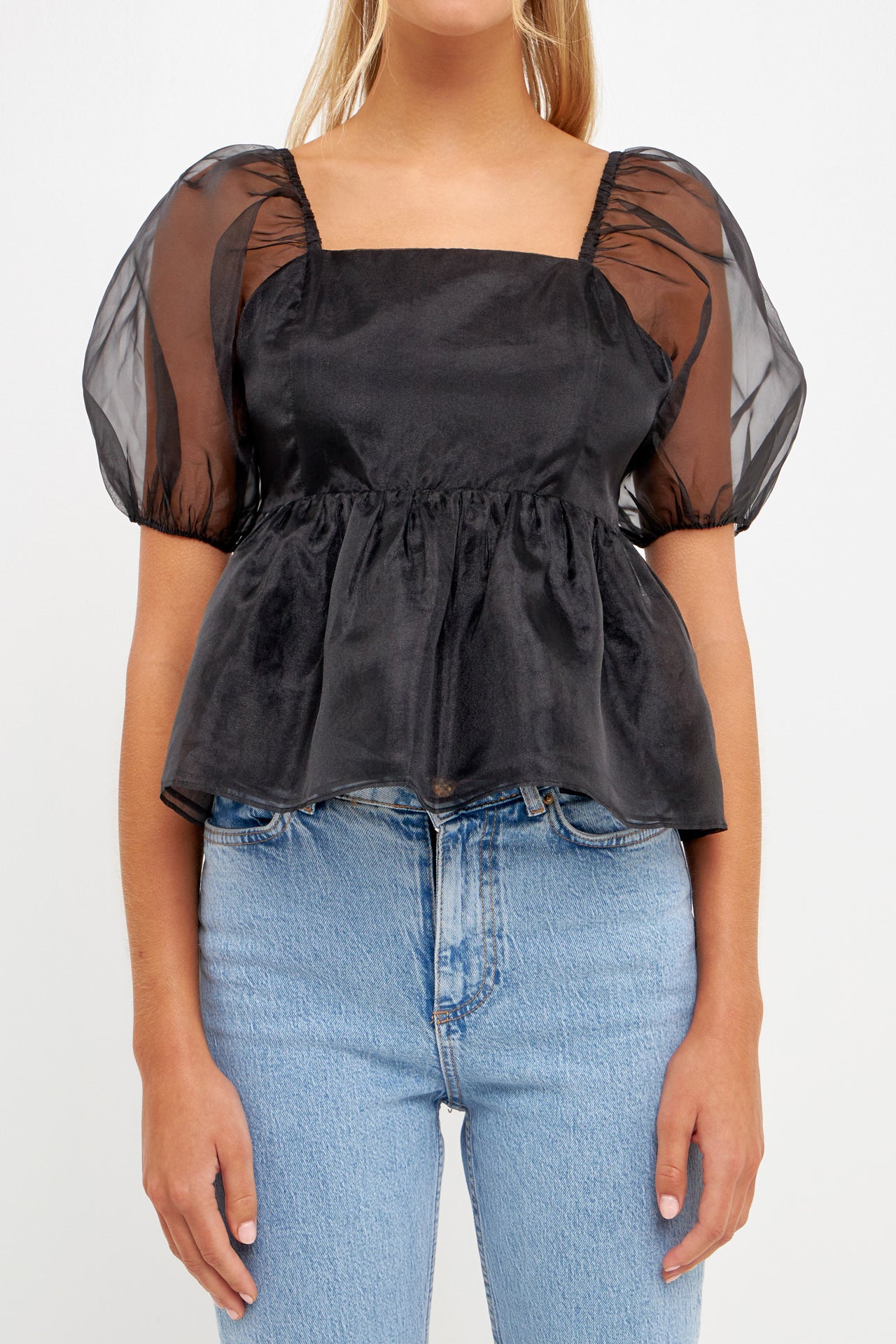 ENGLISH FACTORY - Sheer Organza Baby Doll Top - TOPS available at Objectrare