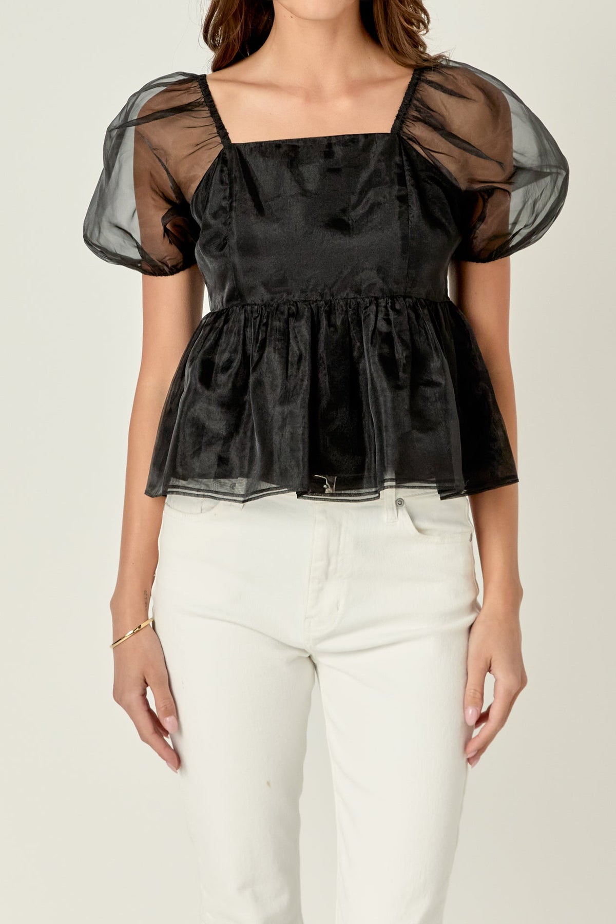 ENGLISH FACTORY - Sheer Organza Baby Doll Top - TOPS available at Objectrare