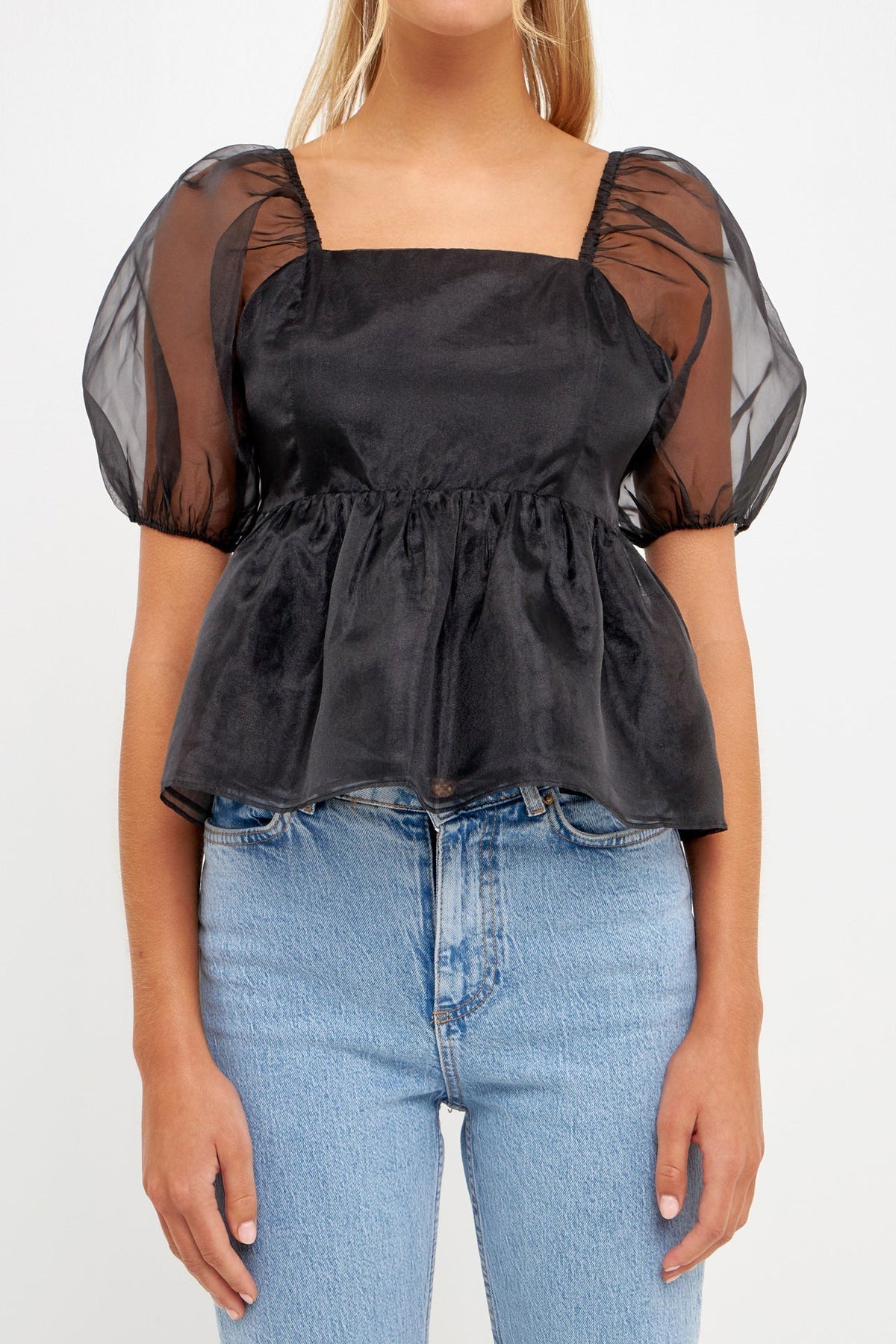 Sheer Organza Baby Doll Top