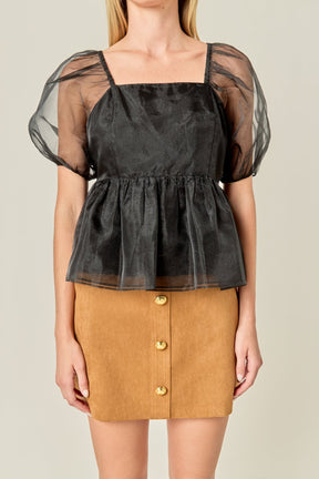 ENGLISH FACTORY - Sheer Organza Baby Doll Top - BLOUSES available at Objectrare