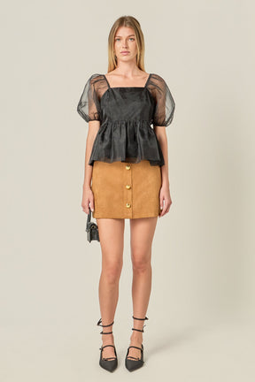 ENGLISH FACTORY - Sheer Organza Baby Doll Top - BLOUSES available at Objectrare