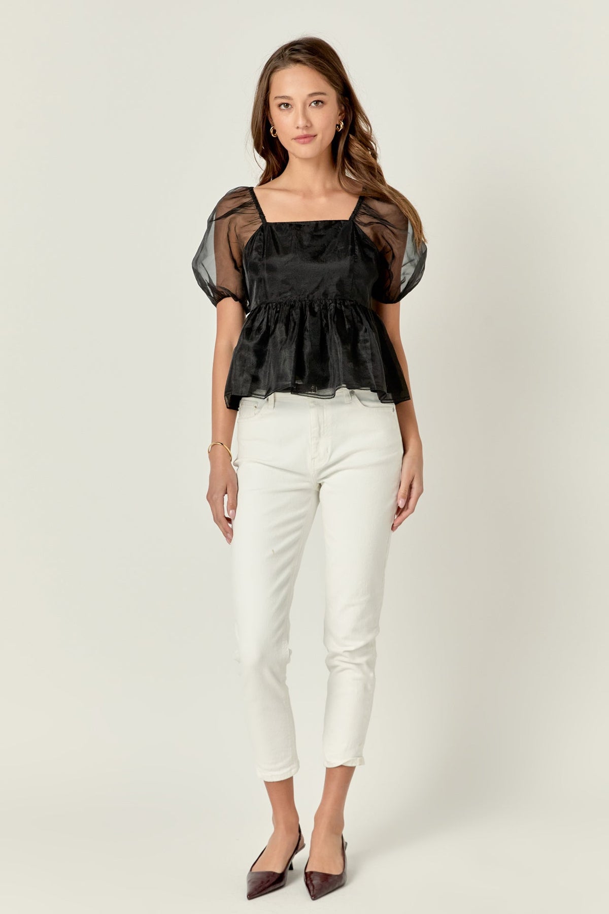 ENGLISH FACTORY - Sheer Organza Baby Doll Top - TOPS available at Objectrare