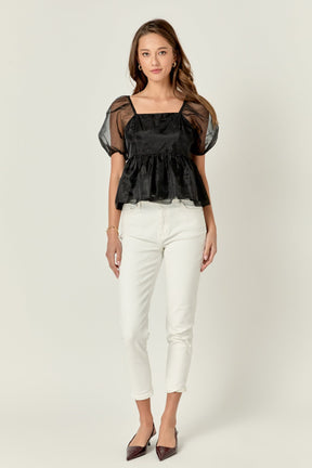 ENGLISH FACTORY - Sheer Organza Baby Doll Top - TOPS available at Objectrare