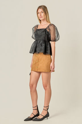 ENGLISH FACTORY - Sheer Organza Baby Doll Top - BLOUSES available at Objectrare