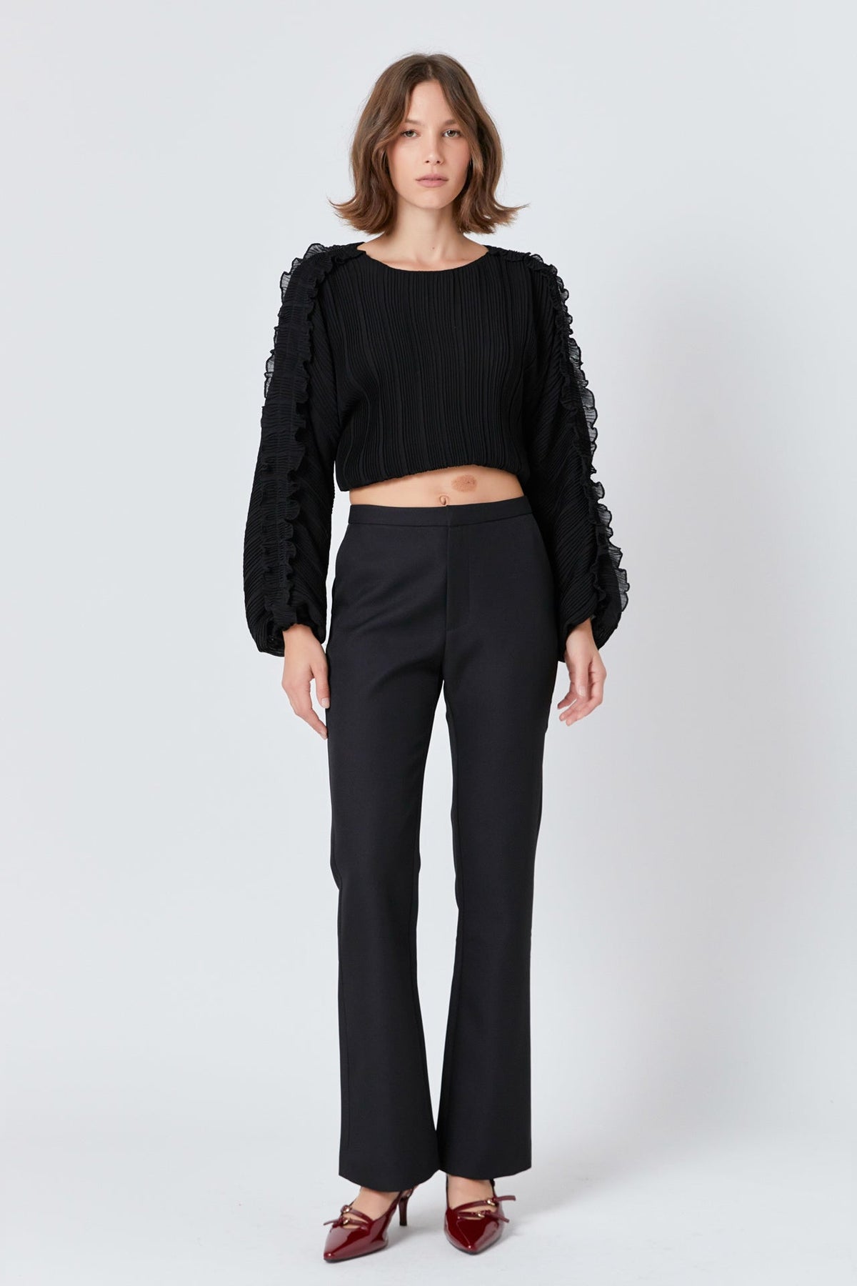ENDLESS ROSE - Cropped Plisse Blouse - SHIRTS & BLOUSES available at Objectrare