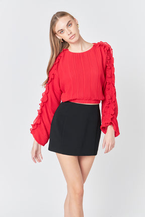 ENDLESS ROSE - Cropped Pliss Blouse - TOPS available at Objectrare