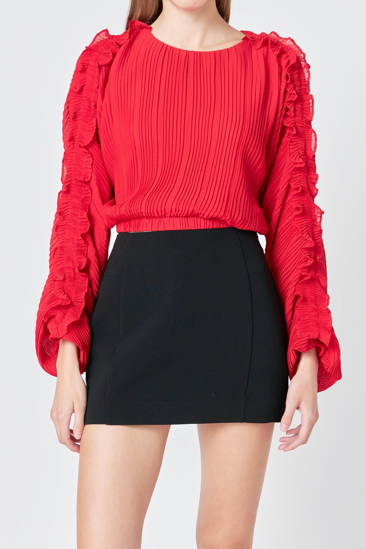 ENDLESS ROSE - Cropped Pliss Blouse - TOPS available at Objectrare