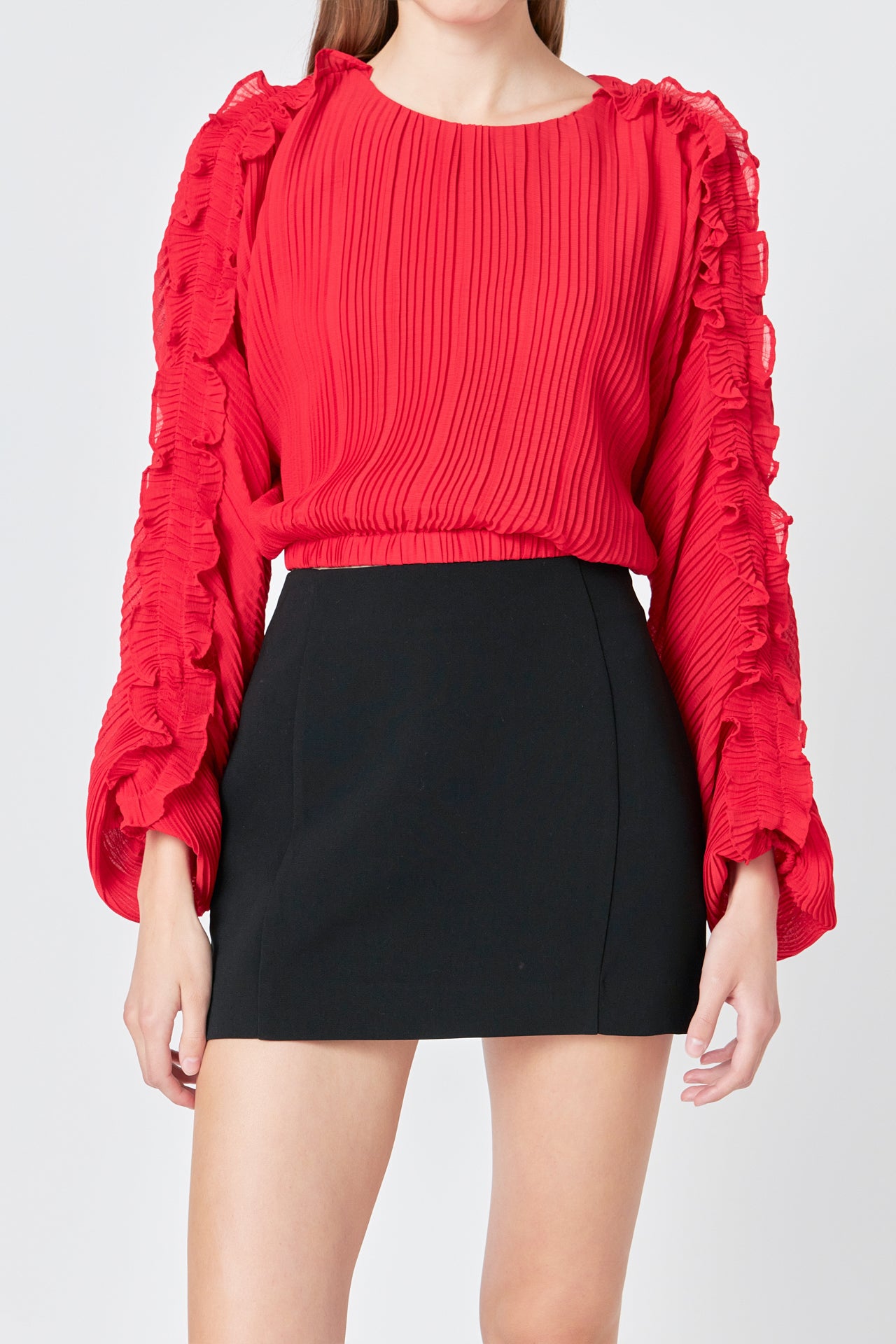 ENDLESS ROSE - Cropped Pliss Blouse - TOPS available at Objectrare