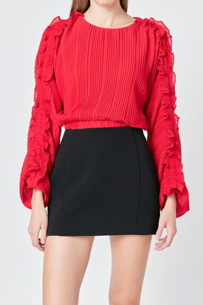 ENDLESS ROSE - Cropped Pliss Blouse - TOPS available at Objectrare