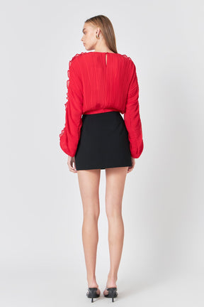 ENDLESS ROSE - Cropped Plisse Blouse - SHIRTS & BLOUSES available at Objectrare