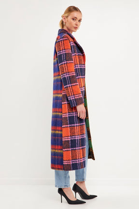 ENGLISH FACTORY - Colorblock Plaid Trench Coat - COATS available at Objectrare