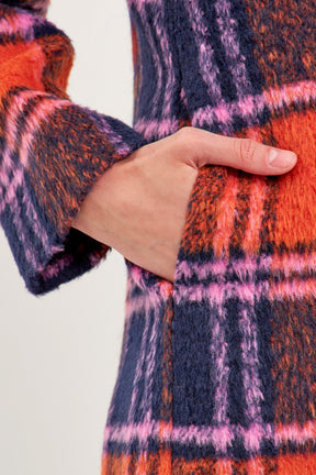 ENGLISH FACTORY - Colorblock Plaid Trench Coat - COATS available at Objectrare