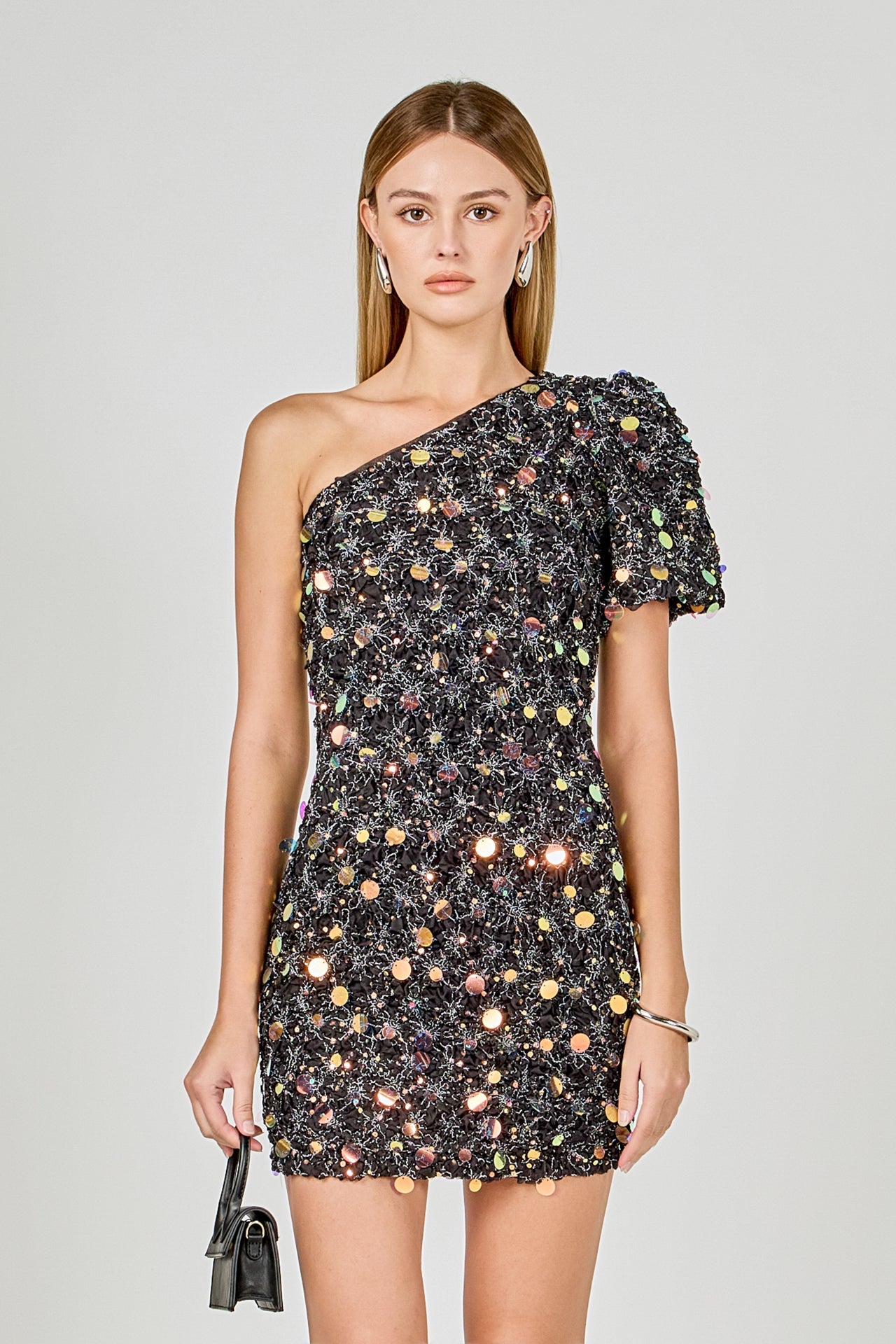 ENDLESS ROSE - Premium One-Shoulder Sequin Mini Dress - DRESSES available at Objectrare