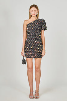 ENDLESS ROSE - Premium One-Shoulder Sequin Mini Dress - DRESSES available at Objectrare