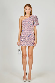 ENDLESS ROSE - Premium One-Shoulder Sequin Mini Dress - DRESSES available at Objectrare