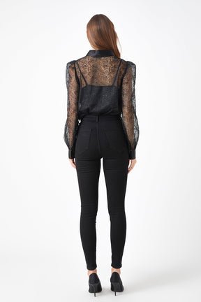 ENDLESS ROSE - Endless Rose - Embroidered Mesh See Through Blouse - SHIRTS & BLOUSES available at Objectrare