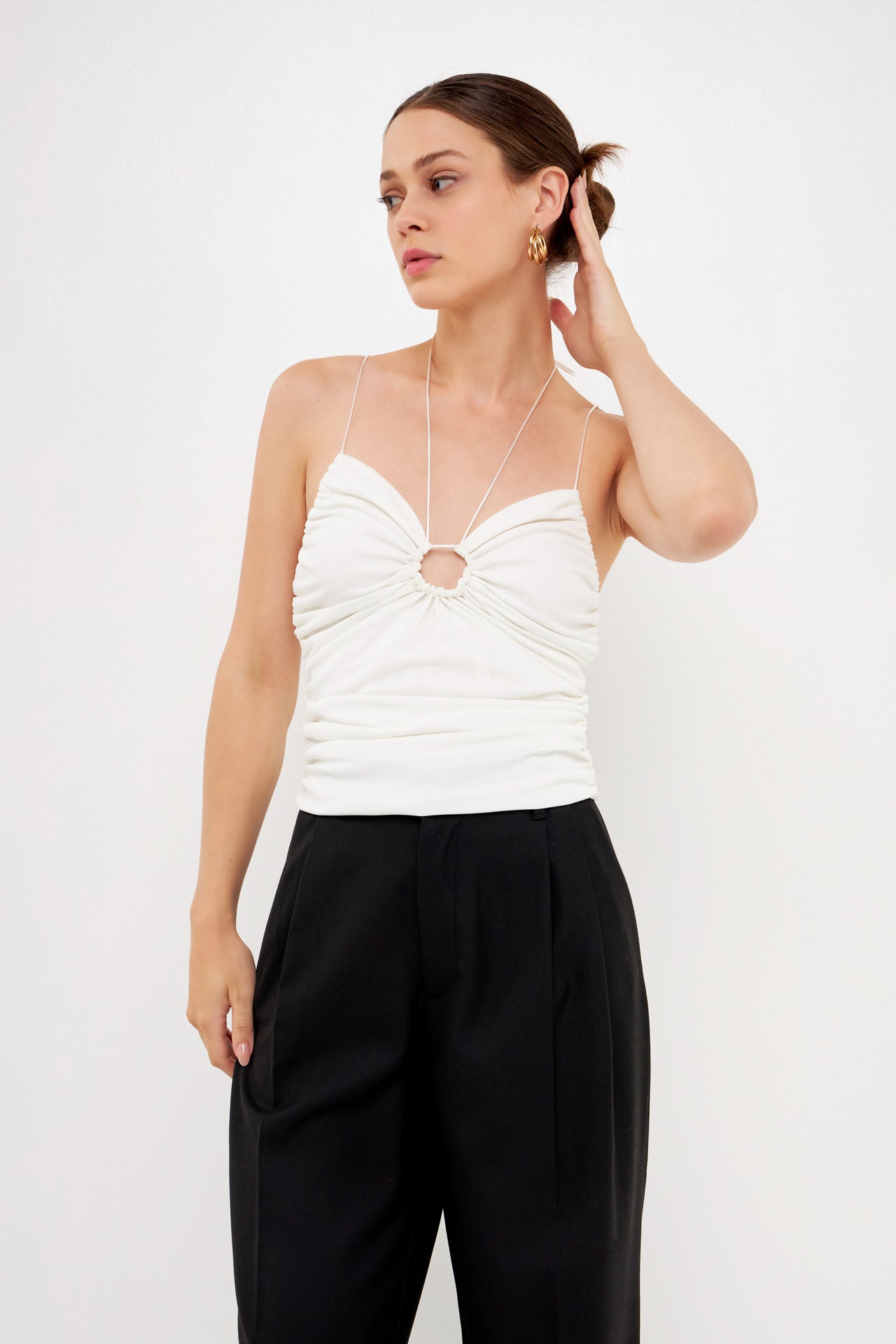 ENDLESS ROSE - Slinky Cutout Ruched Top - TOPS available at Objectrare