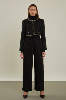 ENDLESS ROSE - Premium Cropped Tweed Jacket - JACKETS available at Objectrare