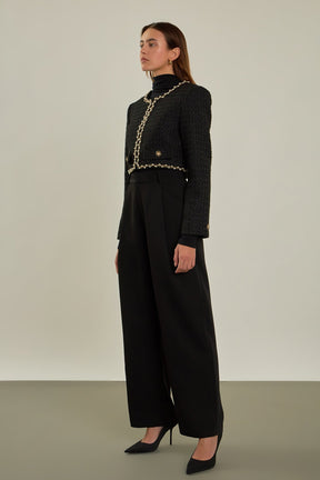 ENDLESS ROSE - Premium Cropped Tweed Jacket - JACKETS available at Objectrare