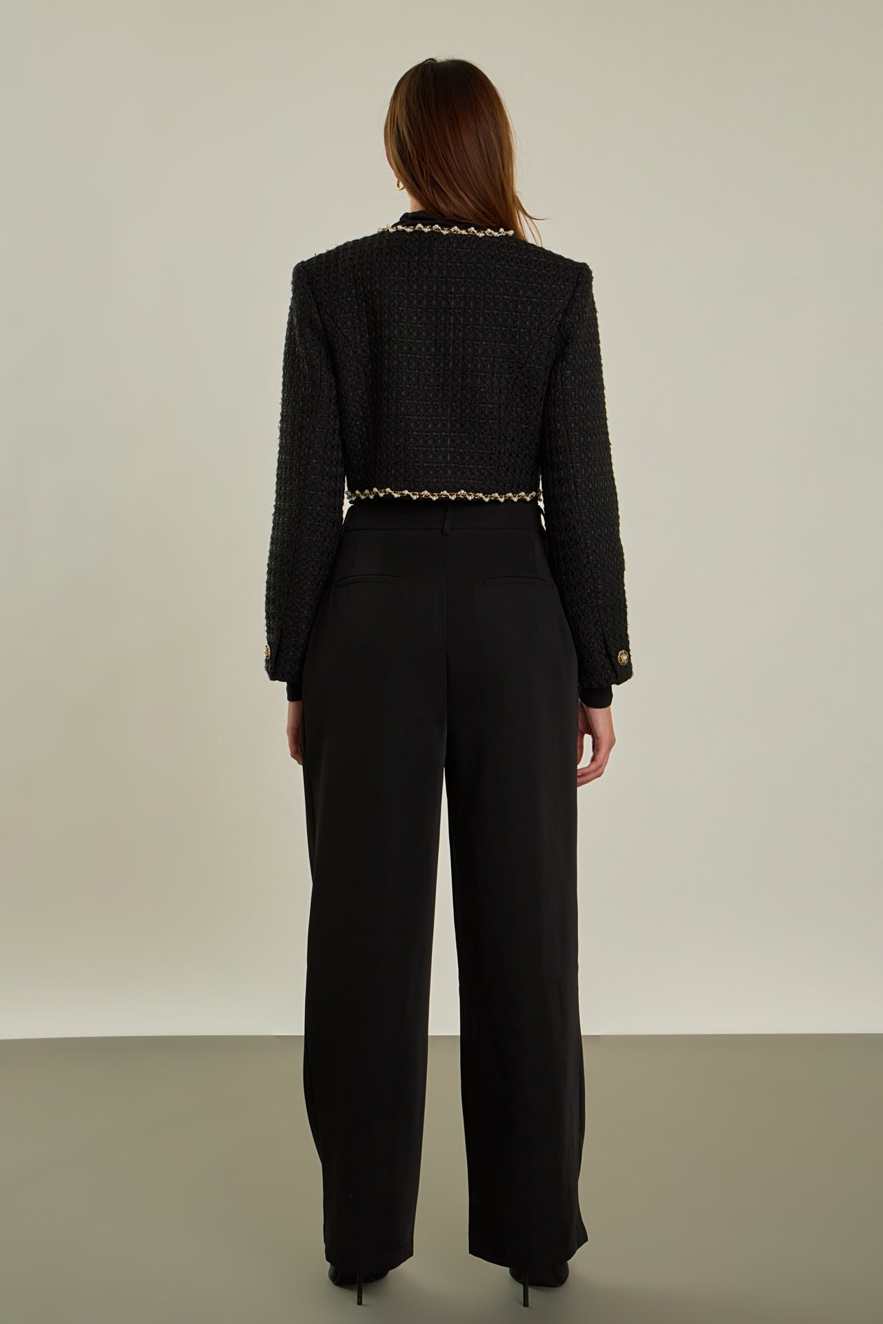 ENDLESS ROSE - Premium Cropped Tweed Jacket - JACKETS available at Objectrare