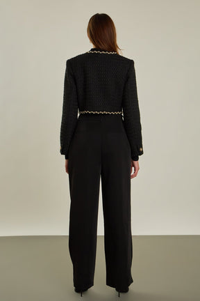 ENDLESS ROSE - Premium Cropped Tweed Jacket - JACKETS available at Objectrare