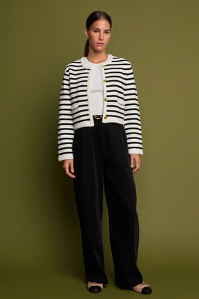 ENGLISH FACTORY - English Factory - Knit Striped Sweater Cardigan - CARDIGANS available at Objectrare