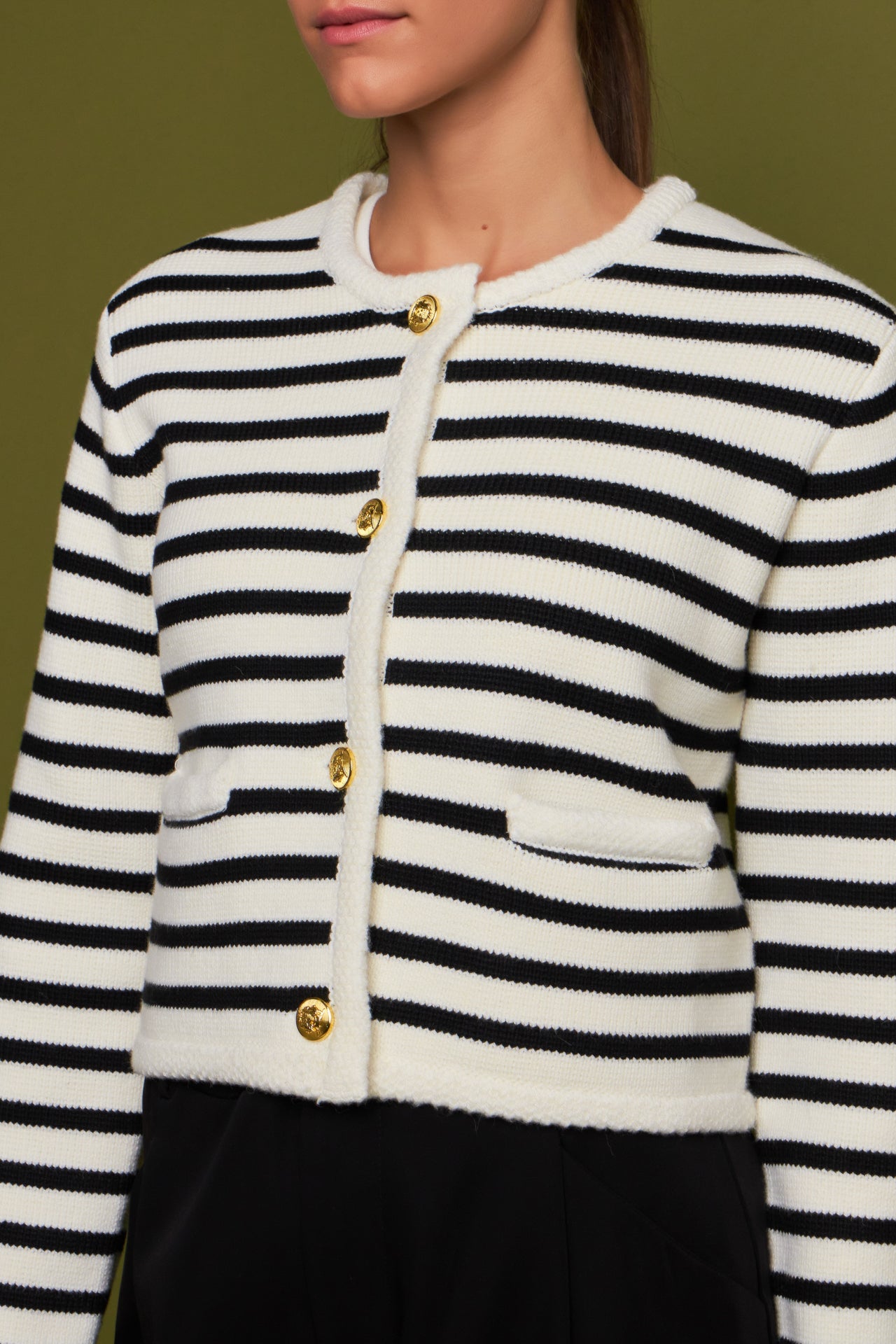 ENGLISH FACTORY - English Factory - Knit Striped Sweater Cardigan - CARDIGANS available at Objectrare